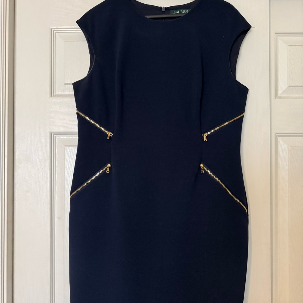 Ralph Lauren Blue and Gold Sheath Mini Dress